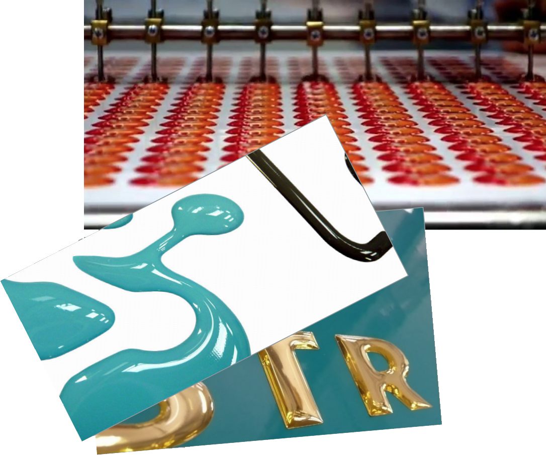 Liquid graphics are signs and logos appearing to be written in liquid